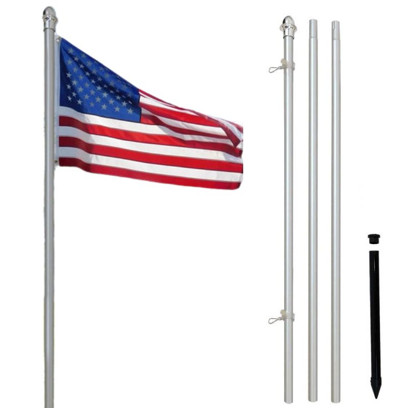 10 FT Silver In-Ground Flagpole 