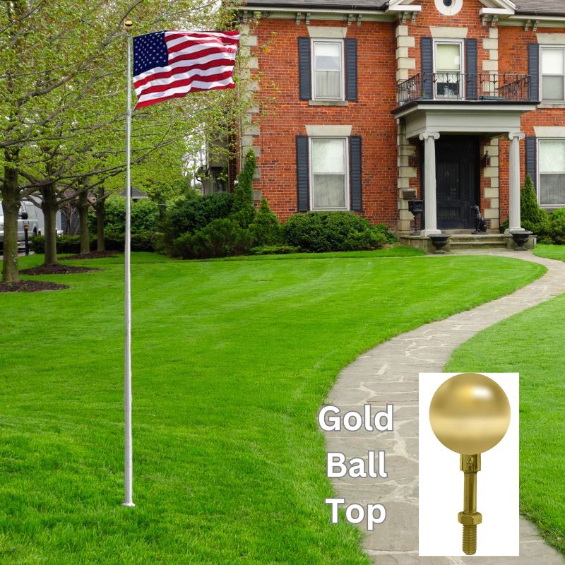 16 FT In-Ground Flagpole with Gold Ball Top