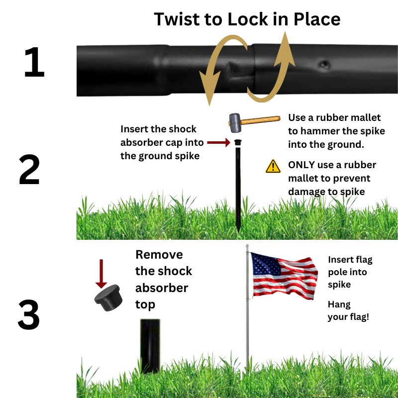 Easy 3 Step Assembly 13 FT In-Ground Flagpole