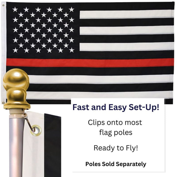 3x5 Dura-Star Embroidered Thin Red Line Flag