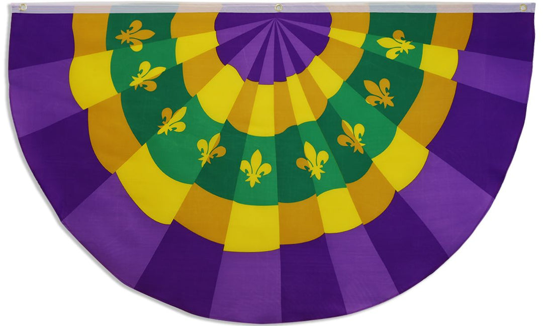 Poly-Star 5x3 Mardi Gras Printed Bunting Half-Circle Flag