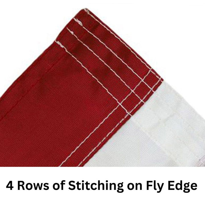 4 Rows of Stitching on Fly Edge of Poly-Star American Flags