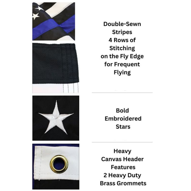 Dura-Star Thin Blue Line Embroidered American Flag Features