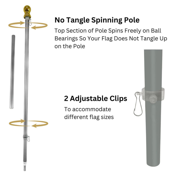 No Tangle Spinning Pole Features