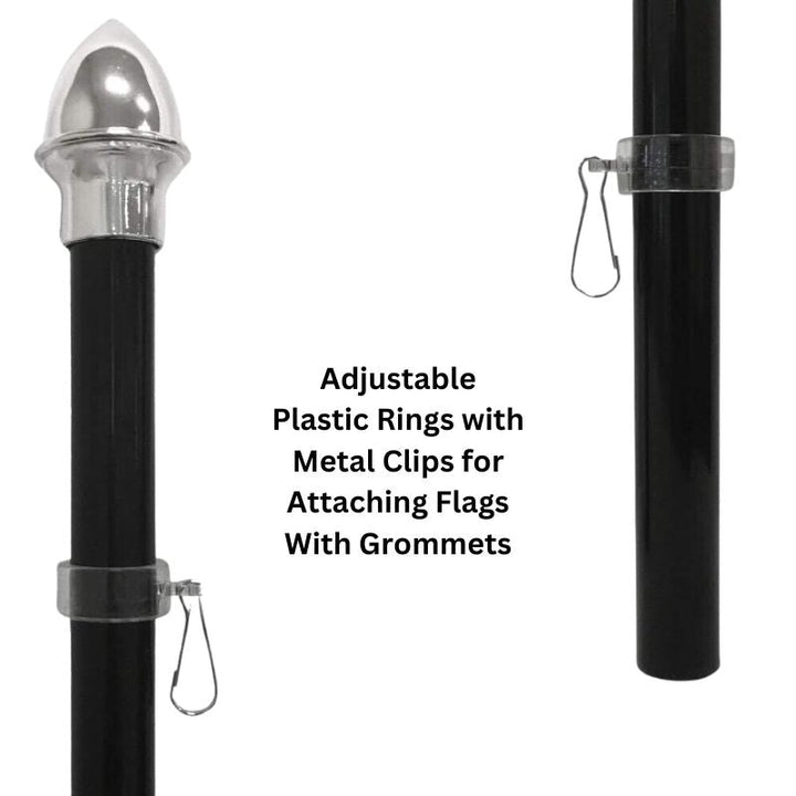 Adjustable clips for flag on 13 FT In-Ground Flagpole