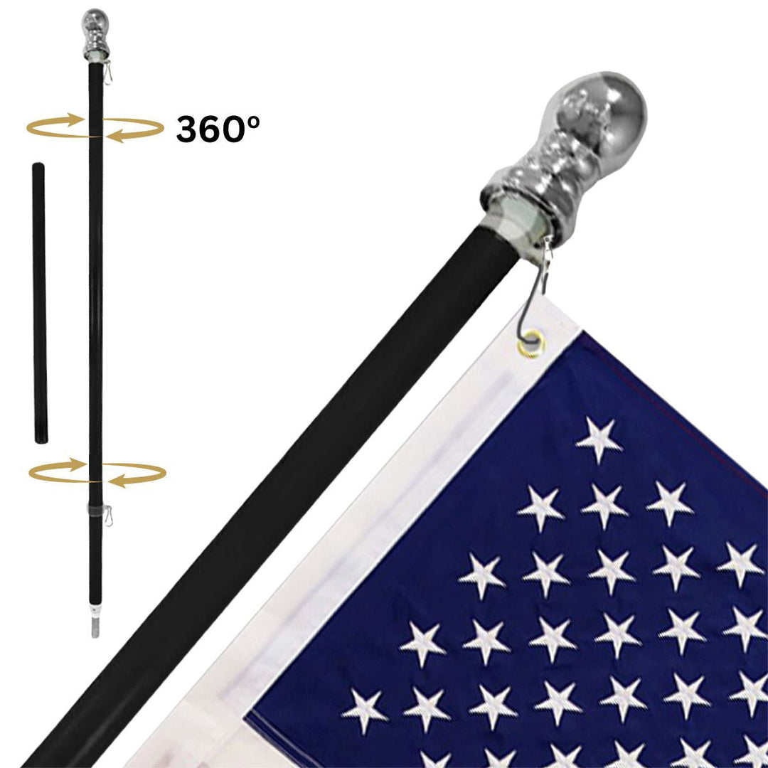 Black Wall Mount No Tangle Spinning Flagpole