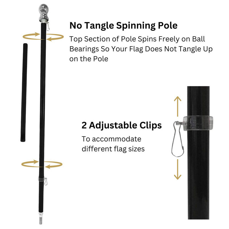 5 Ft. No Tangle Spinning Pole Features