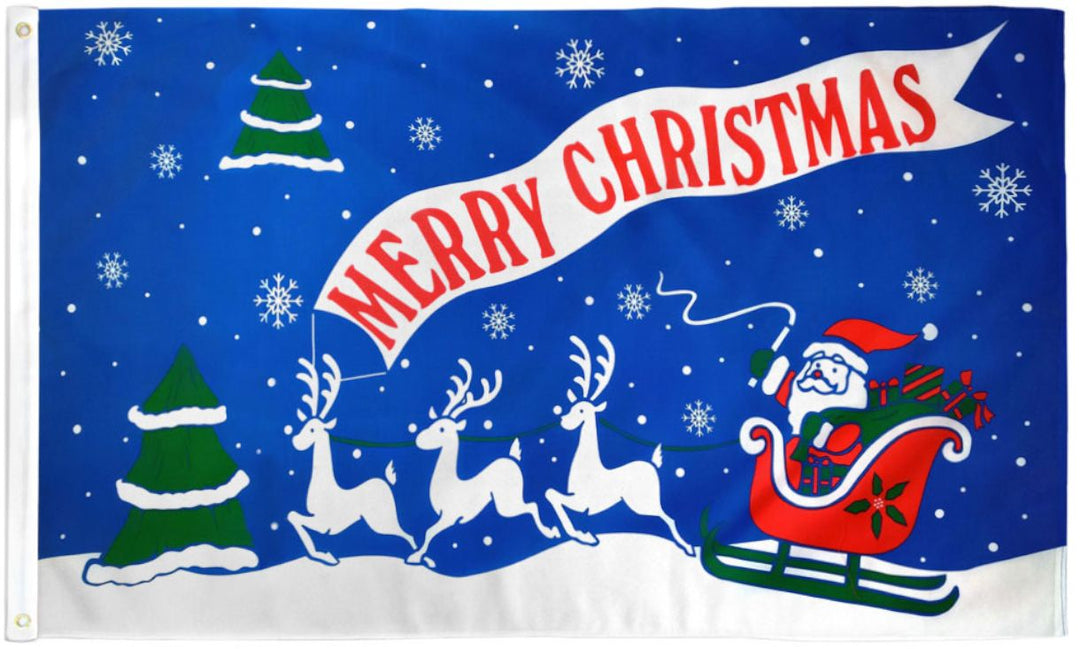 Poly-Star 3x5 Merry Christmas Santa Flag