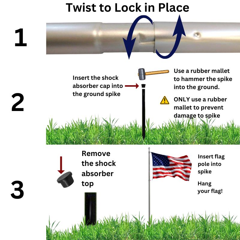 Install 13 Ft Silver In-Ground Flagpole in 3 Easy Steps