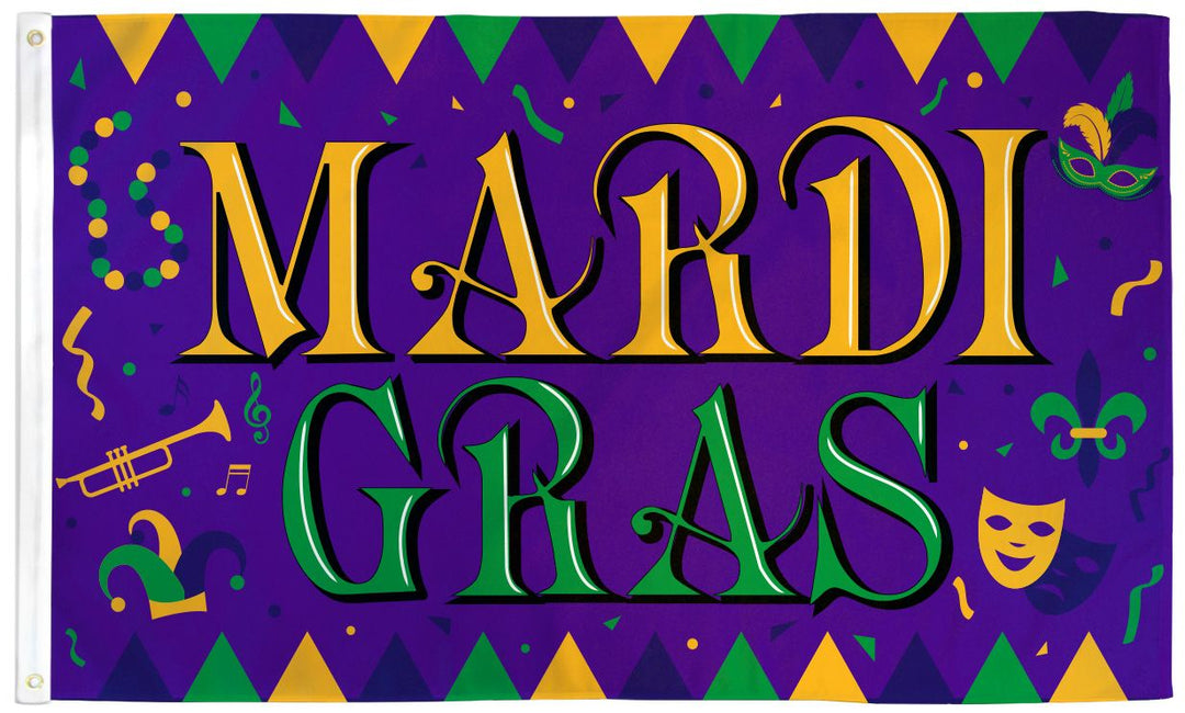 Poly-Star 3x5 Mardi Gras Party Flag