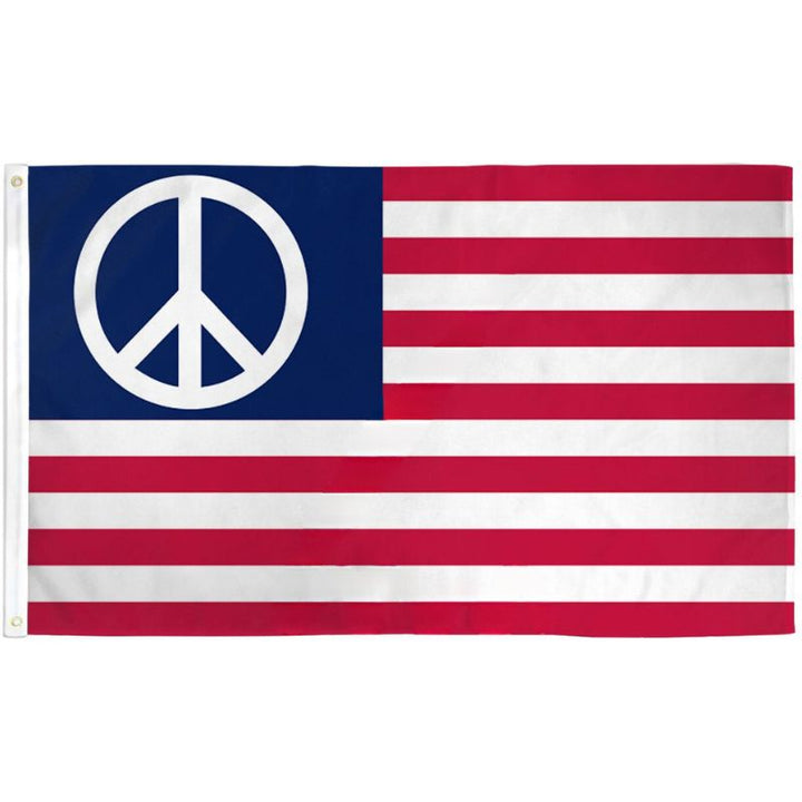 3x5 POLY-STAR PEACE SIGN AMERICAN FLAG