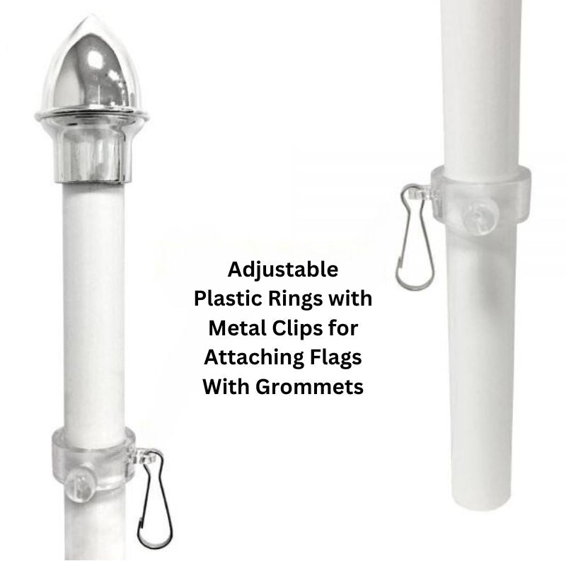 Adjustable Flag Clips 13 Ft Aluminum In-Ground Flagpole