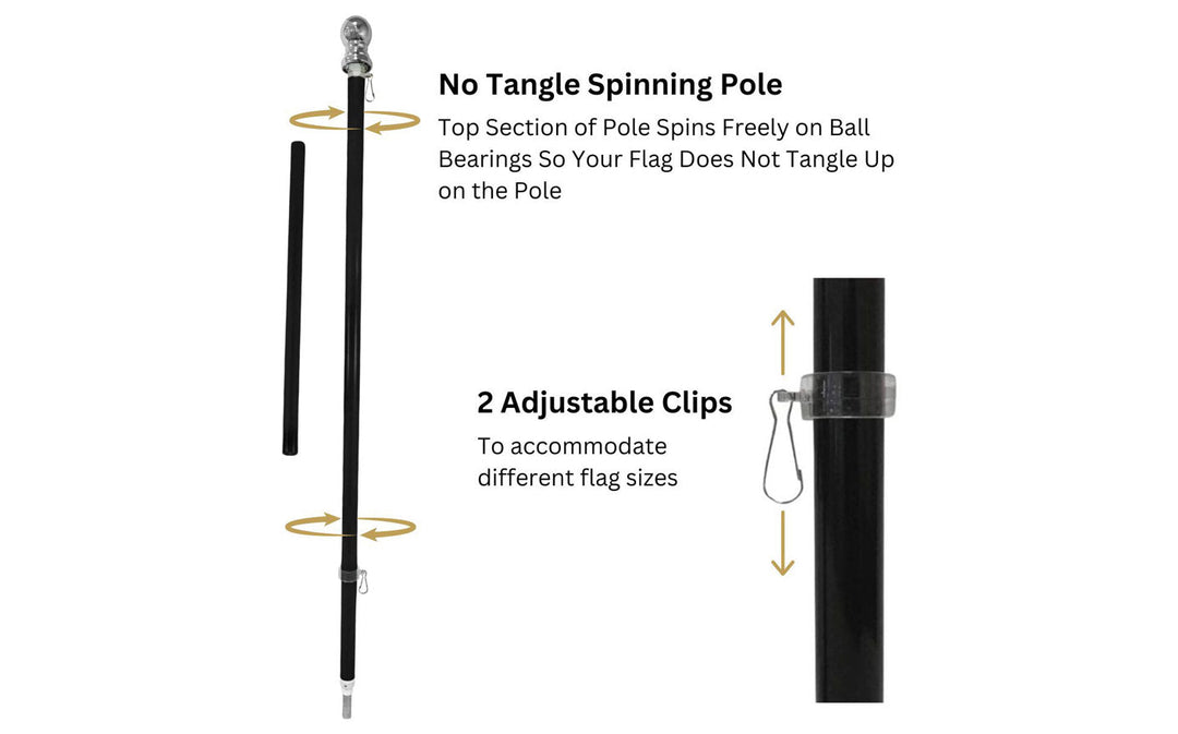 No Tangle Spinning Flagpole Features