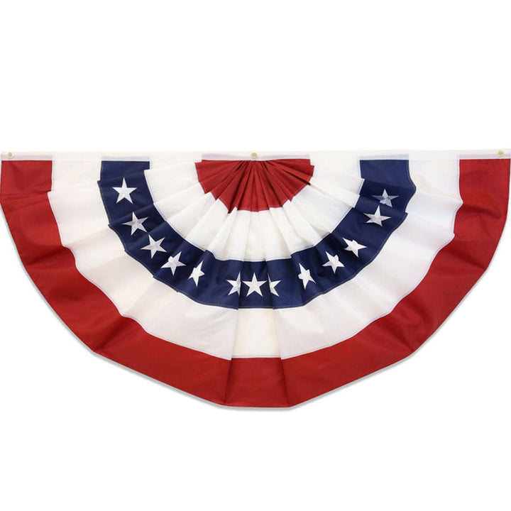 Dura-Star Patriotic Pleated Embroidered Bunting Half-Circle Flag 3 x 1.5 ft.