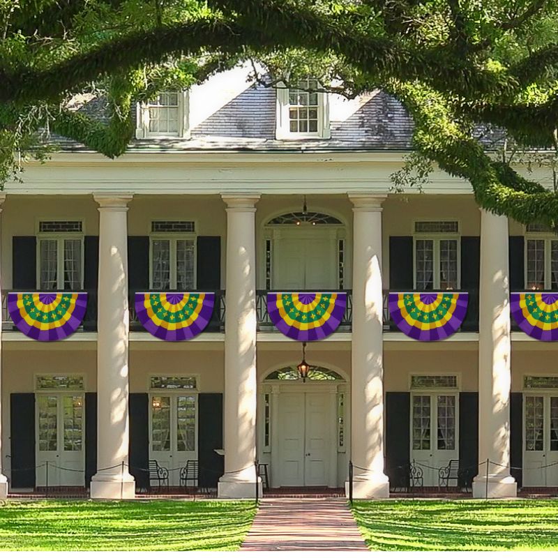 Mardi Gras Printed Half-Circle Bunting