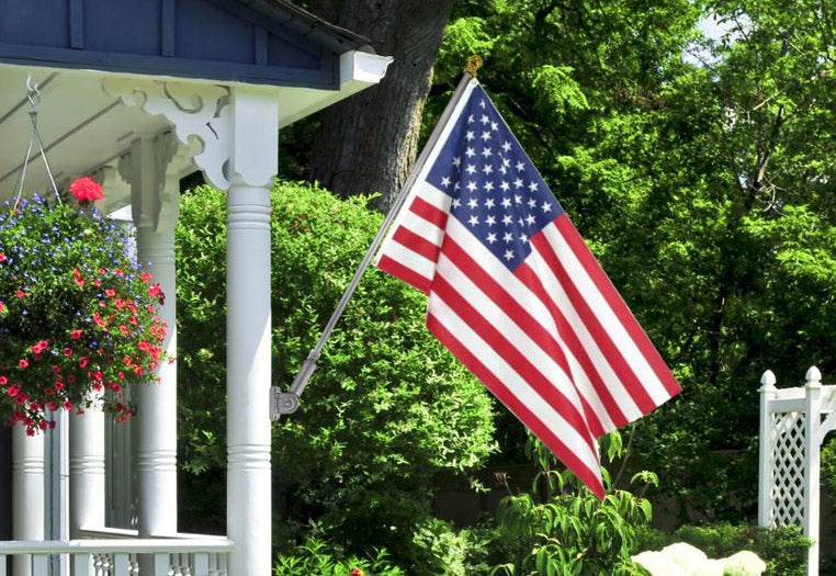 American Flag on Wall Mount Flagpole